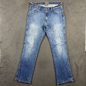 Wrangler Jeans Mens 34x36 Blue Slim Boot Cut Medium Wash Denim Cowboy Western